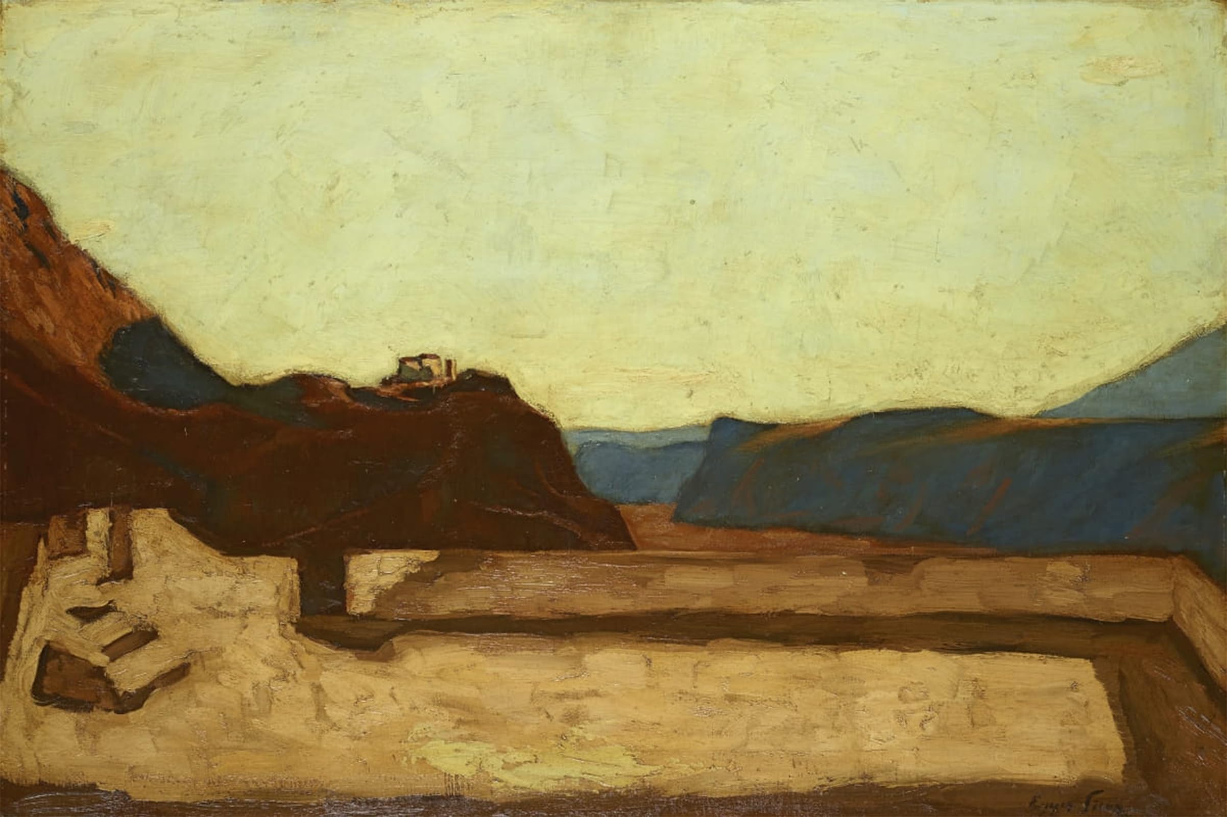 SERENDIPITP Abstract Painting Mural Print Picture Wall Decor Painting At Calvary in Bolzano by Albin Egger Lienz Vintage Wall Artwork for Home Decor 60x90cm