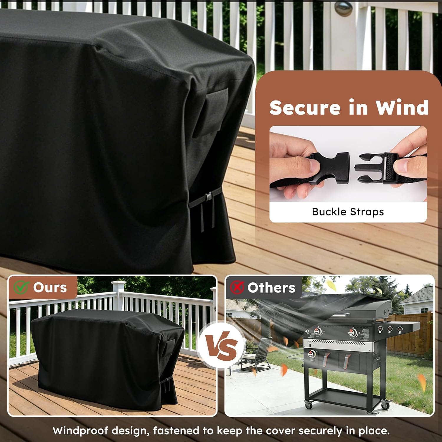 MR. COVER Riddle Cover for Blackstone 28 Inch Griddle with Hood, 600D Heavy Duty Waterproof Cover with Large Air Vent and Straps
