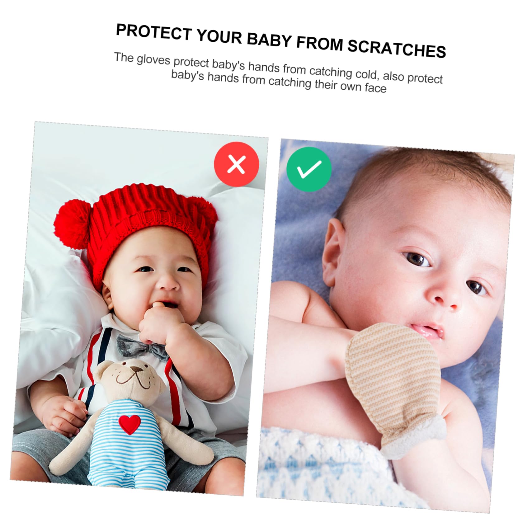 VANZACK Newborn Gloves 2 Sets of Soft Mittens Anti-scratch Space for Fingers Keep Baby's Hands Warm