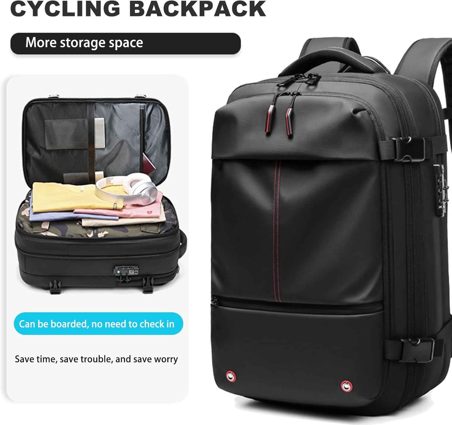 Vacuum Vacpack Backpack for Travel with Pump (Black) - Image 4