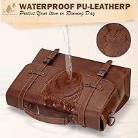 Vista 5 de RAINSMORE Mens Messenger Bag 17 Inch Waterproof Vintage Leather Laptop Briefcase Large Laptop Bag Satchel Bag Computer Shoulder Bag for Office