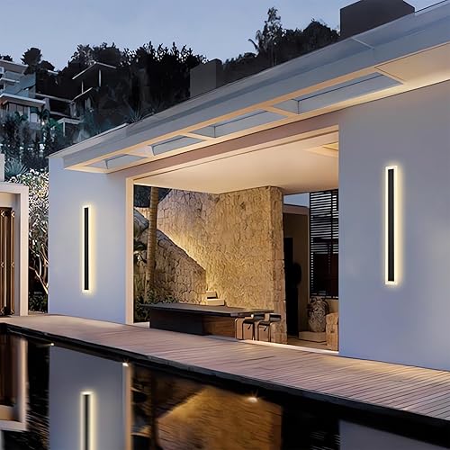Miniatura 4 de Paquete de 2 luces de pared largas para exteriores, lámpara regulable lineal negra, lámpara LED de pared exterior, lámpara de pared impermeable Ip65