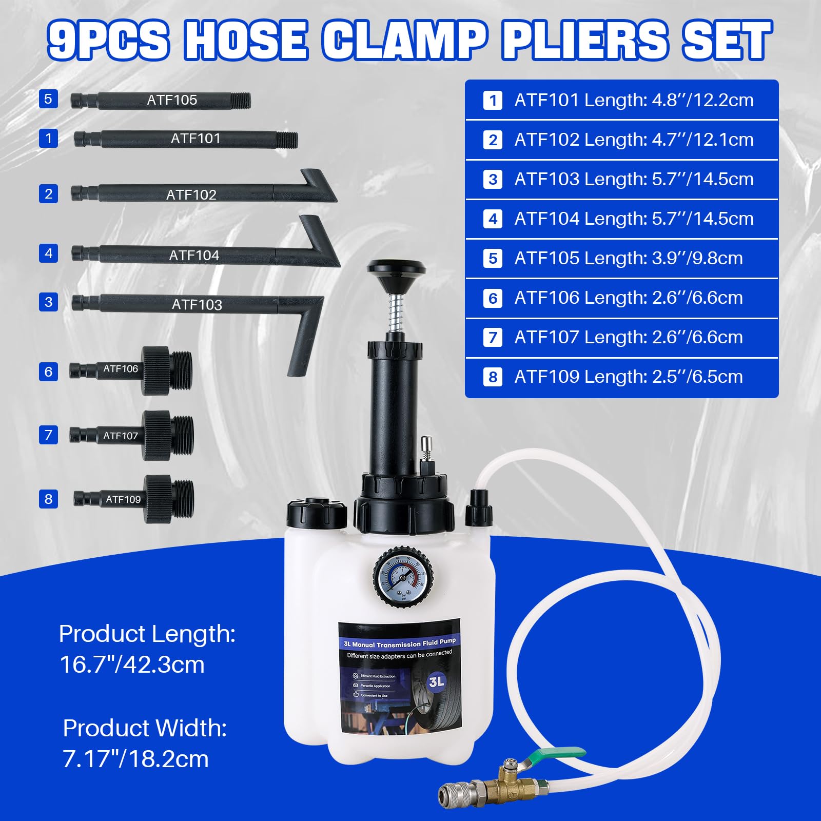 DASBET Kit de pompe de transfert d'huile à transmission manuelle de 3 L | Kit de pompe de liquide de transmission, pompe de remplissage de transmission, système de remplissage de fluide avec