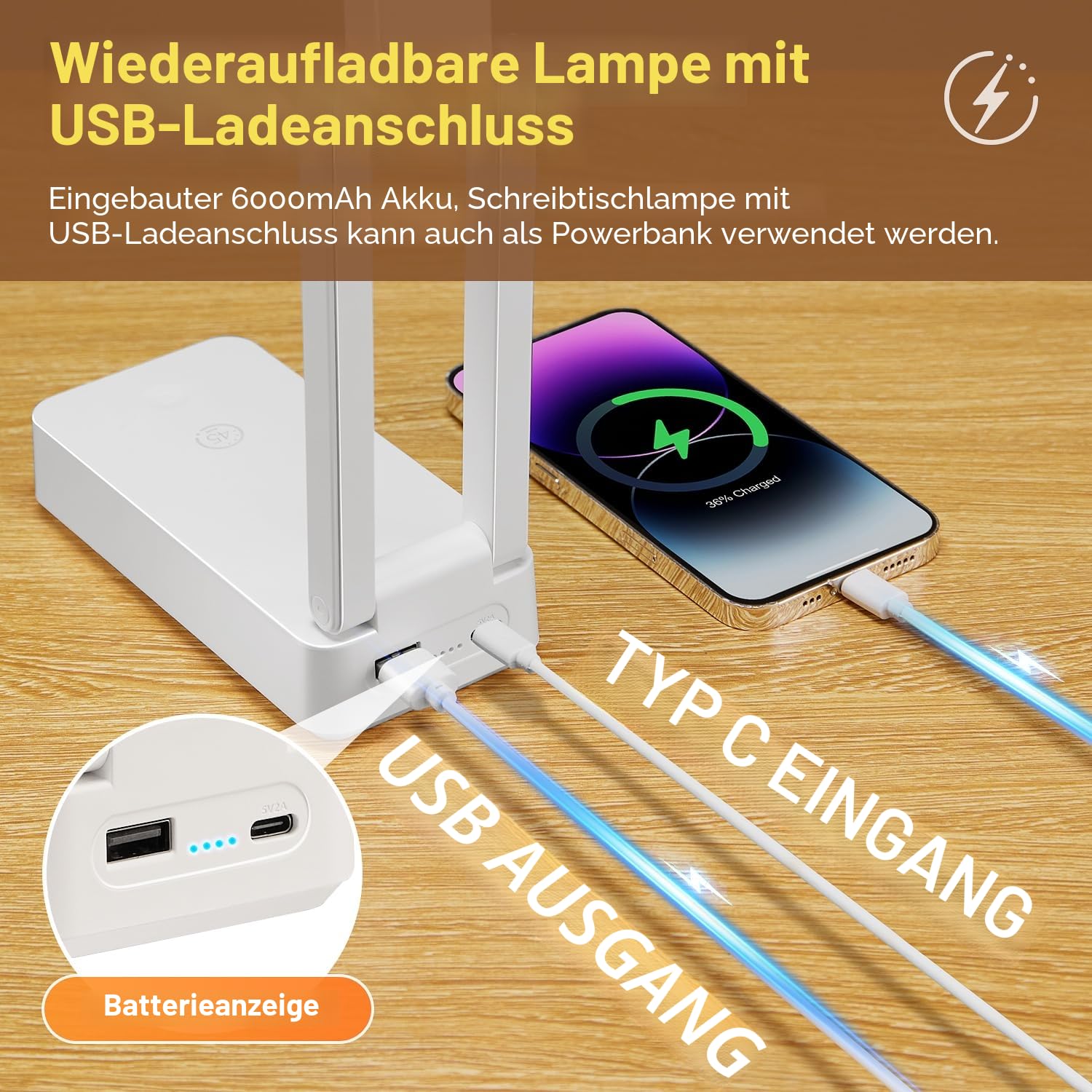 6000mAh Akku Tischlampe Kabellos, 3 Farben+Dimmbar Schreibtischlampe Kinder, Faltbar+Tragbar Led Tischlampe Akku Lampe, Nachttischlampe Touch Lampe mit Timer, Leselampe Kinder, Campinglampe Aufladbar