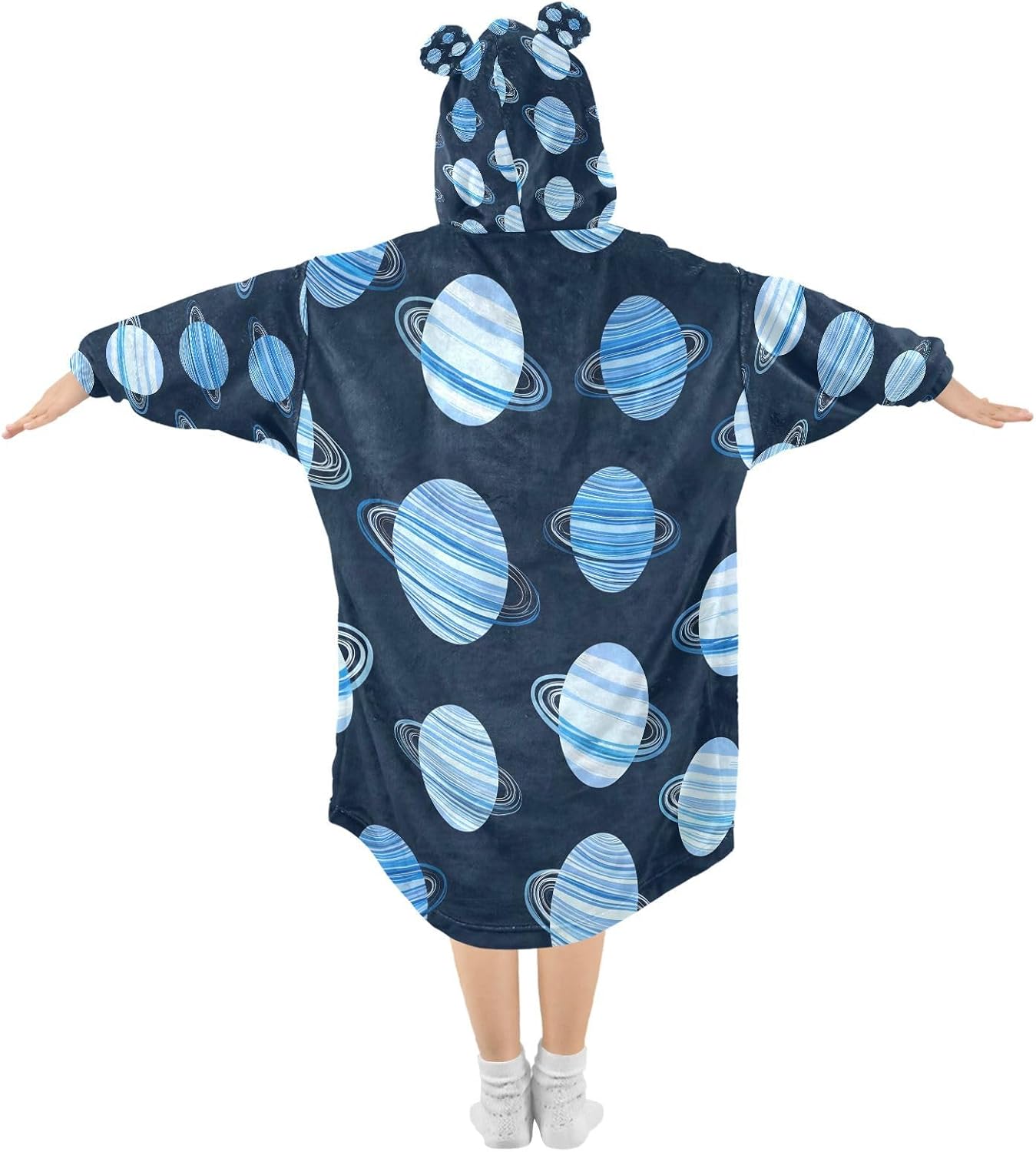 Kigai Planets Wearable Blanket Hoodie for Kids Oversized Hooded Blanket Warm & Cozy Sweatshirt with Pockets