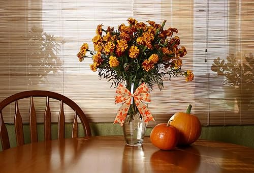 Miniatura 3 de 2 rollos de cinta de tela de otoño de arpillera de Acción de Gracias, hojas de arce de otoño, tiras naranjas y marrones, cintas decorativas con