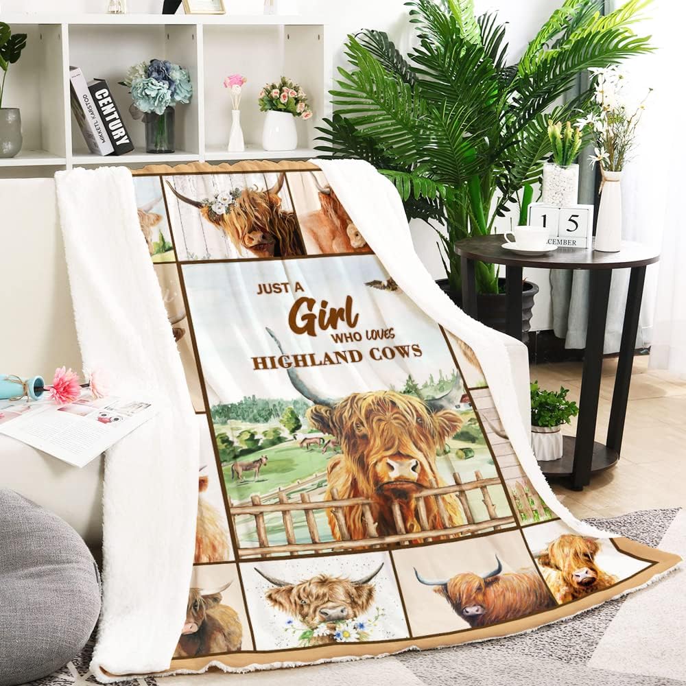 Highland Cow Throw Blanket, Scottish Gifts for Women & Girls, 60" x 80"