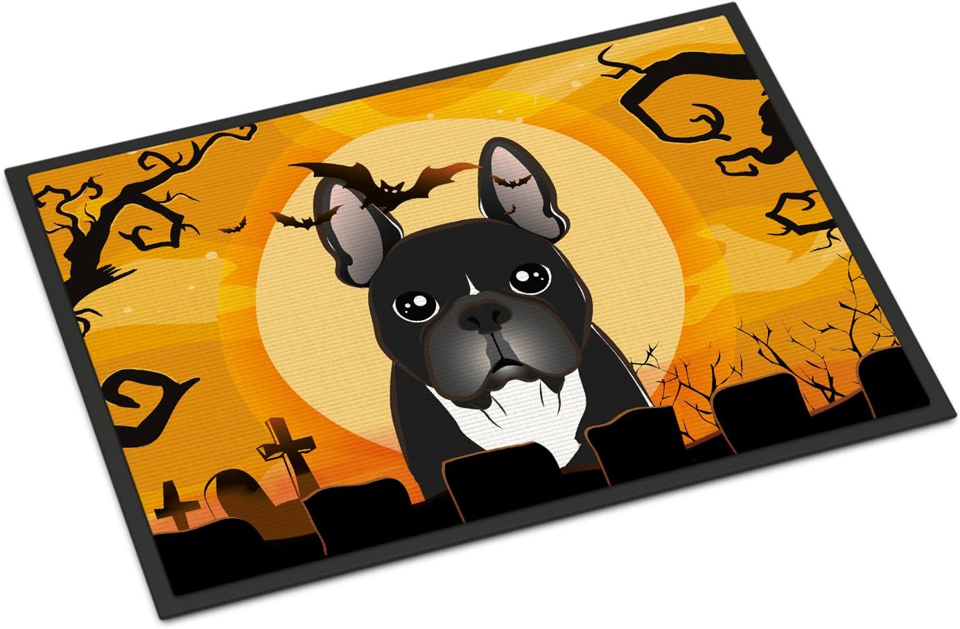 Caroline's Treasures BB1785MAT Halloween French Bulldog Doormat 18x27 Front Door Mat Indoor Outdoor Rugs for Entryway, Non Slip Washable Low Pile, 18H X 27W