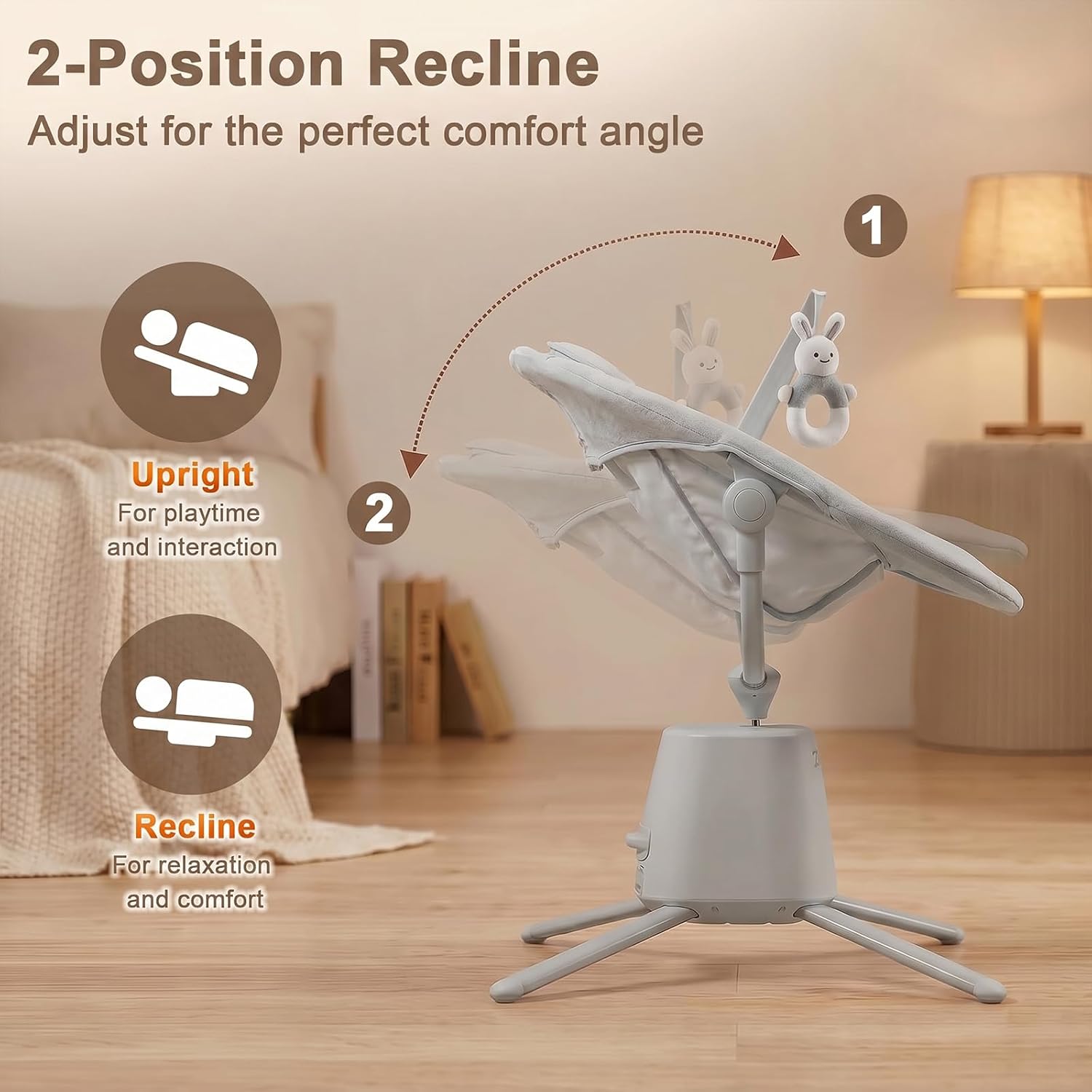Baby Swing for Infants, Electric Infant Swing with Bluetooth Music | Deeper Seat, Remote & App Control, 6 Melodies, 5 Speeds, Portable and Lightweight for Indoor & Outdoor, Max 20 lbs, Gray thumbnail