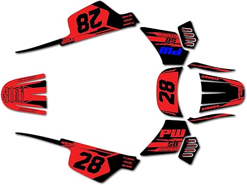 Kit de gráficos para Yamaha PW 50 (1980-2023) Serie FACTORY Red-shift 09 Mil - Adhesivos para moto Dirt Pit Bike - Adhesivos de motocross de