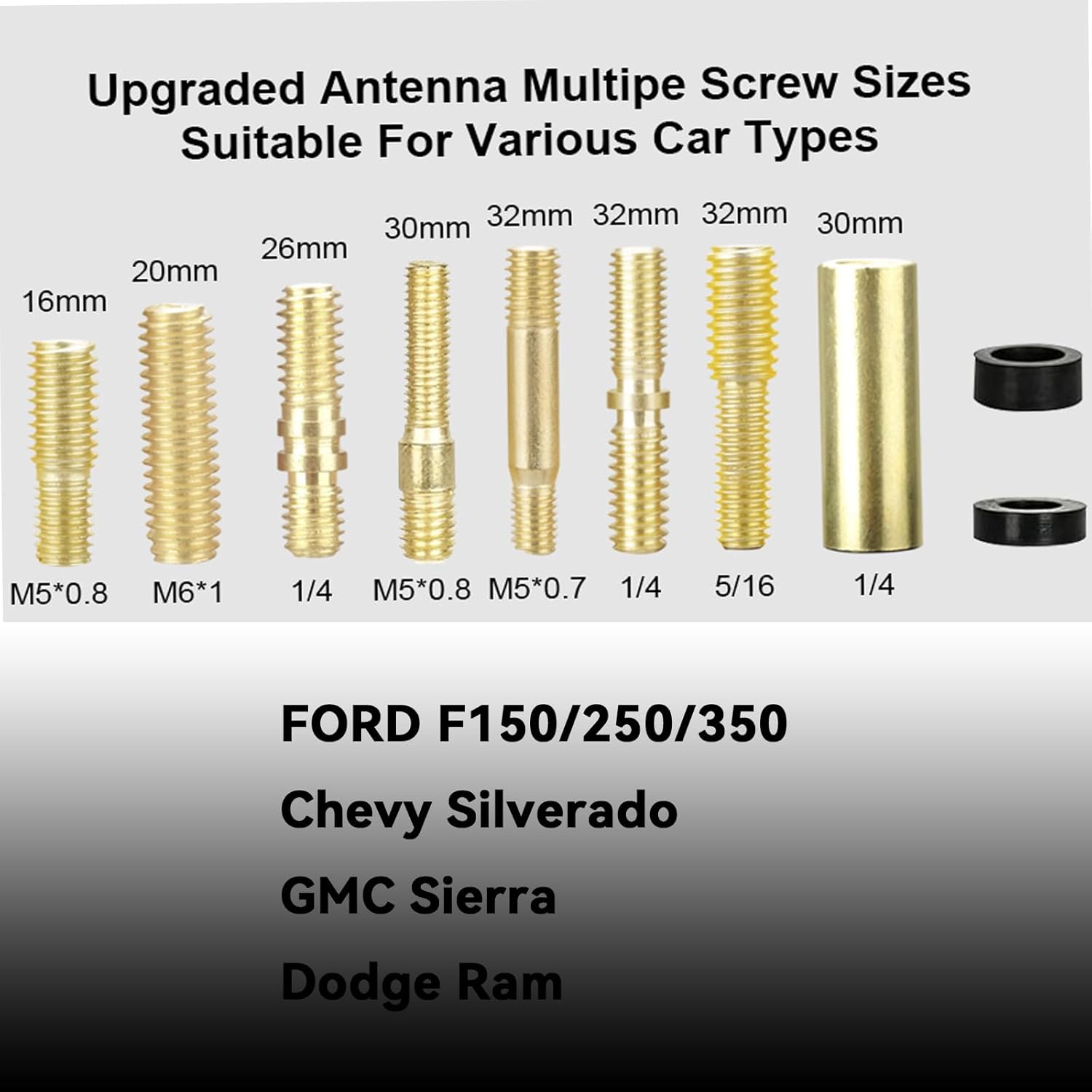 White Car Truck Bullet Antenna 50 Cal Bullet Antenna Truck Accessories Universal Replacement for GMC Sierra 1500 Chevy Dodge Ram Silverado 1500 2500 3500 Ford F150 F250 F350 Spiral (White, 5.5inch)