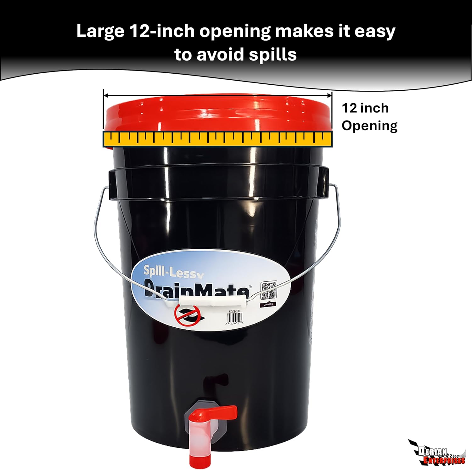 Spill-Less DrainMate™ 24 Quart Oil Drain Container, Sealed Lid for Easy Transport, Spigot for Precise Fluid Transfer, Made in USA