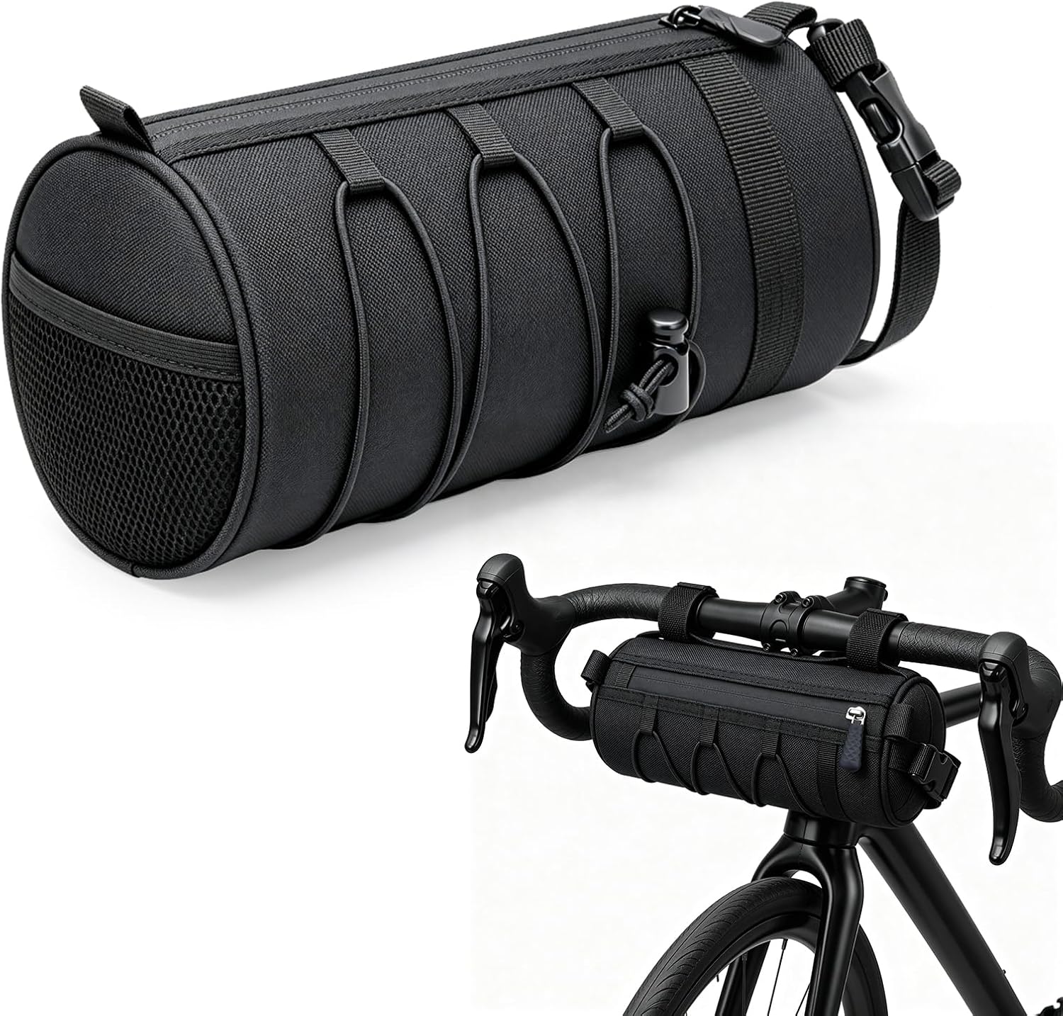 2.5L Bike Handlebar Bag, Front Bicycle Storage Pouch with Shoulder Strap