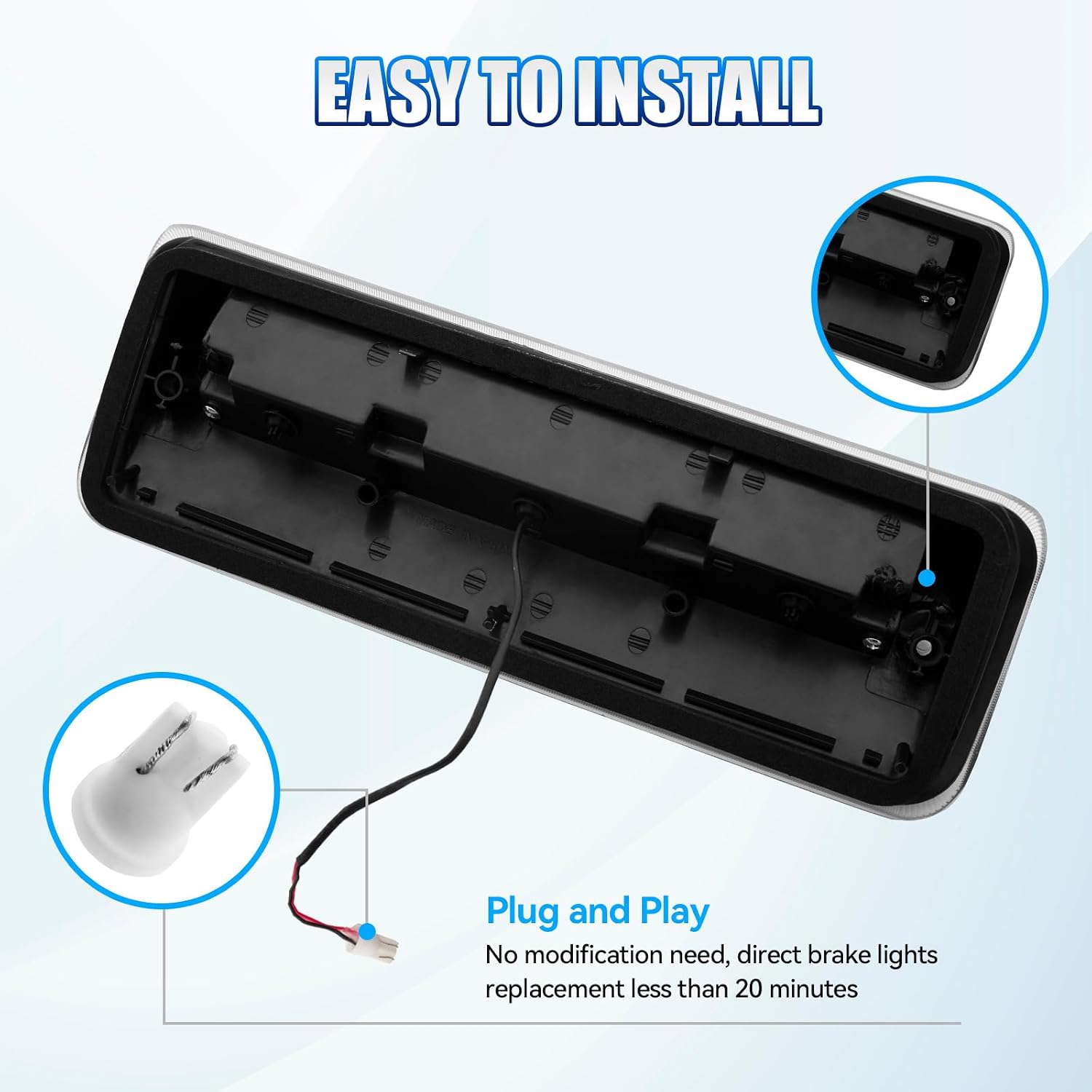 ANDPLAY LED 3rd Brake Light For Ford Explorer 2007-2010 & F150 Lobo 2004-2008 - Clear Lens Black Housing