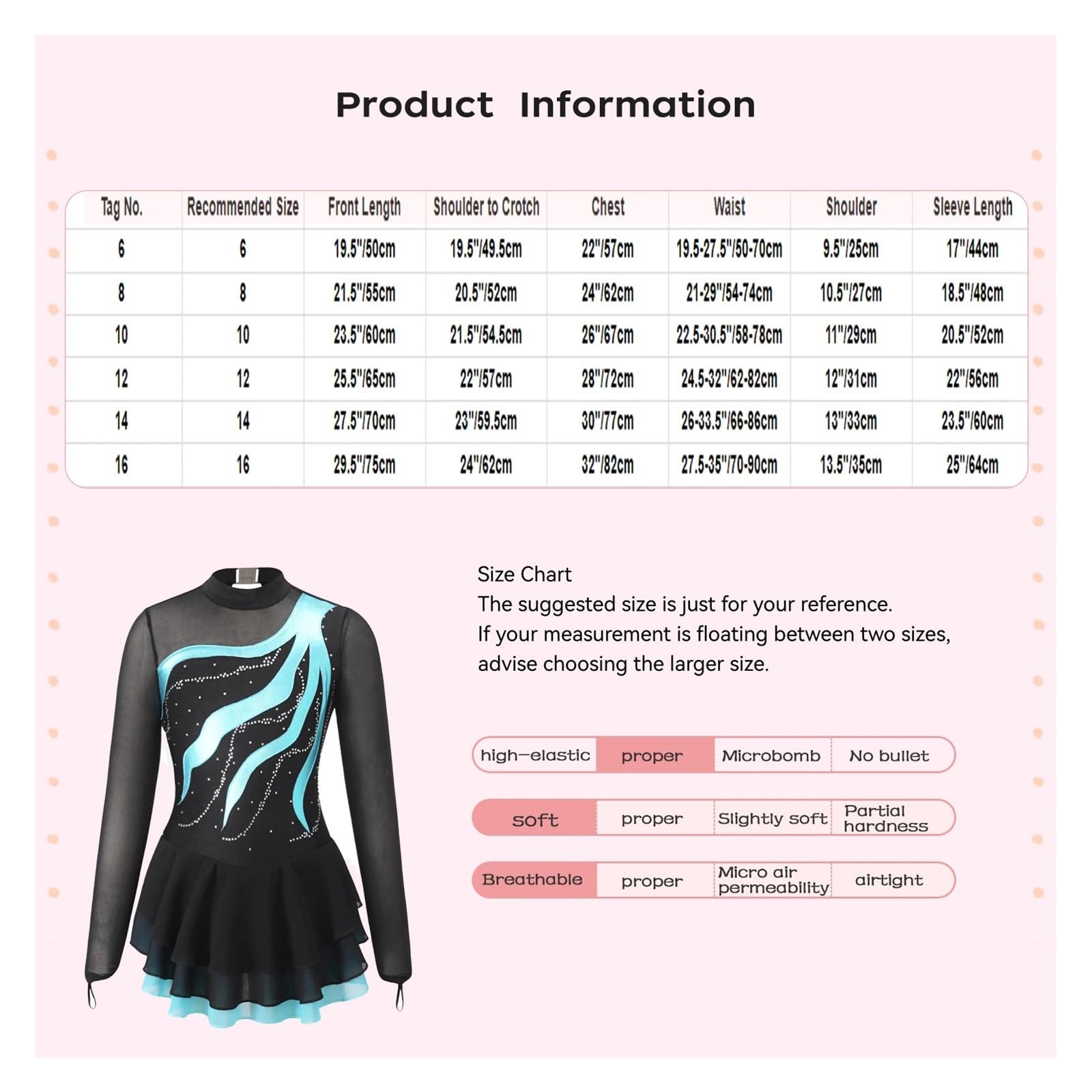 Body Da Ginnastica Vestito da pattinaggio artistico for bambini, abbigliamento da ballo for ragazze, manica lunga, patchwork di strass, costume da pattinaggio sul ghiaccio, body da ginnastica for ball