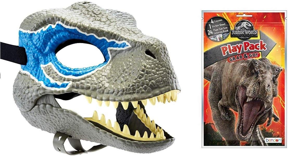 Jurassic World Velociraptor Blue Dinosaur Mask One Playpack Grab And Go Coloring Book Bundle Set Of 2 Items Dress Up Pretend Play Amazon Canada