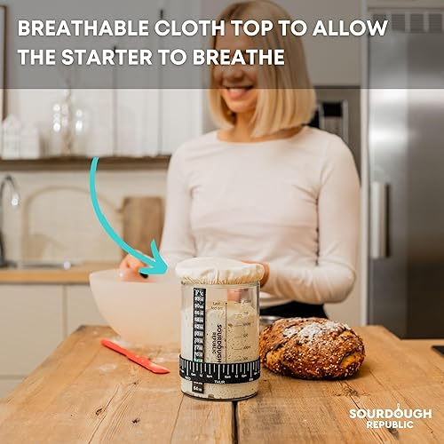 Miniatura 6 de Kit de tarro de inicio de masa madre, 36 onzas, suministros para hornear pan de masa madre, tarro de inicio de masa madre, kit para hacer pan, tarro