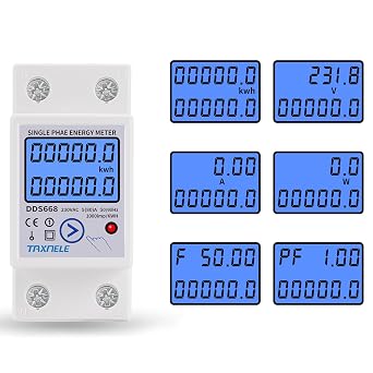 Din Rail Single Phase Energy Meter kWh Power Consumption Meter Wattmeter Voltage Current 80A AC 110V 220V Voltmeter Ammeter LCD Reset Zero KWH 220V
