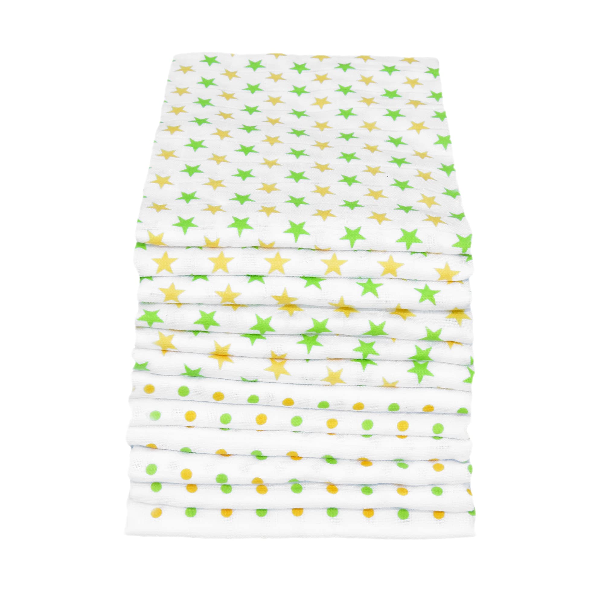 MuslinZ 12 Pack Muslin Cloths 70 x 70cm 100% Pure Cotton - Burp Cloths - Dribble Cloth - Reusable Nappy - Multi use Muslin Squares. (Yellow Star-Spot)-image-47