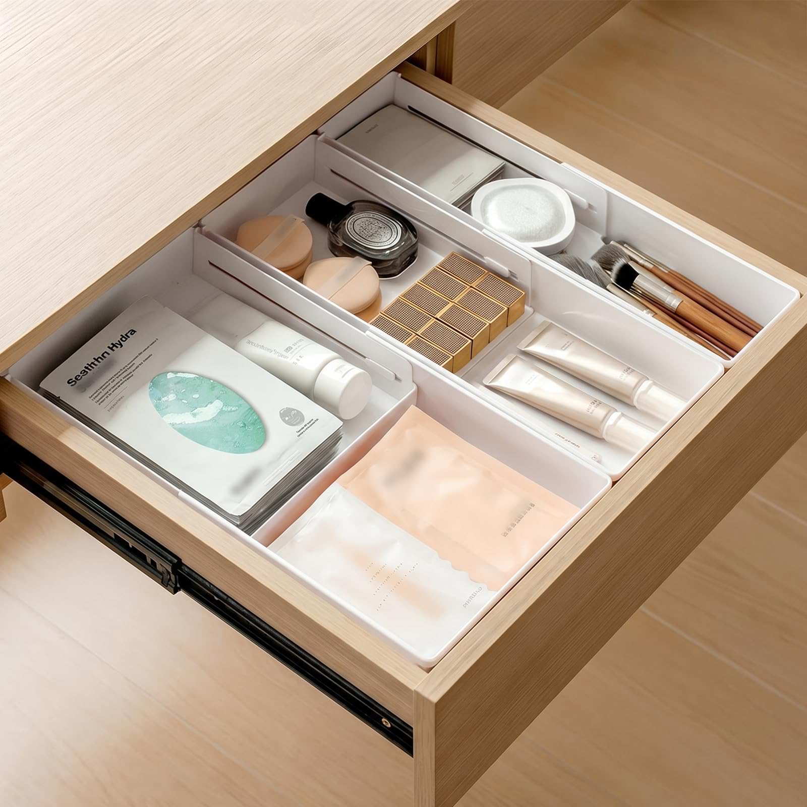 PAVSTINE Drawer Organiser Adjustable, Makeup Organiser, Large+Medium+Small