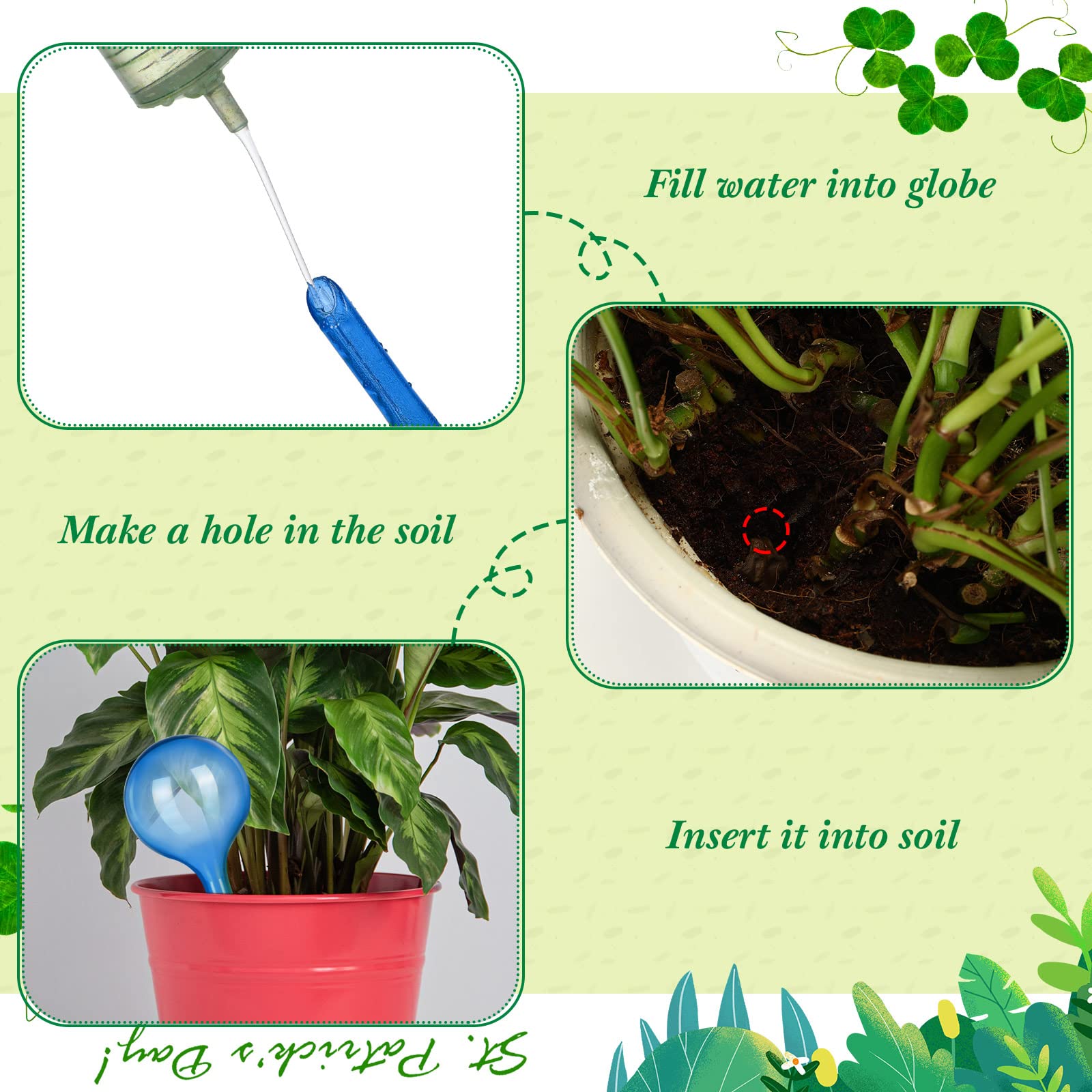 36 Globi per irrigazione per piante, in plastica, con autoirrigazione, dispositivi automatici per l'irrigazione delle piante, inserto per piante piccole, per giardino, interni ed esterni, colore: blu