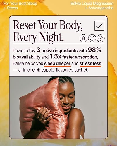 Miniatura 4 de BeMe Bebida de magnesio para dormir - Magnesio sin melatonina para dormir con Ashwagandha, L-teanina y GABA - Piña tranquila de absorción rápida -