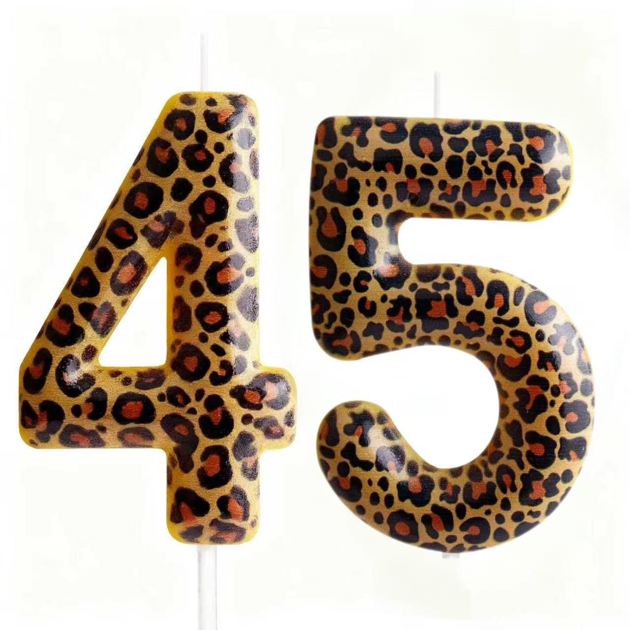 Yiran Leopard Print Birthday Candles Number 21, Realistic Leopard Printing Birthday Number Candles, Wild Onez Zoo Animals Themed Candle Cake for Boys and Girls Gifts Anniversary Party Supplies — view 21