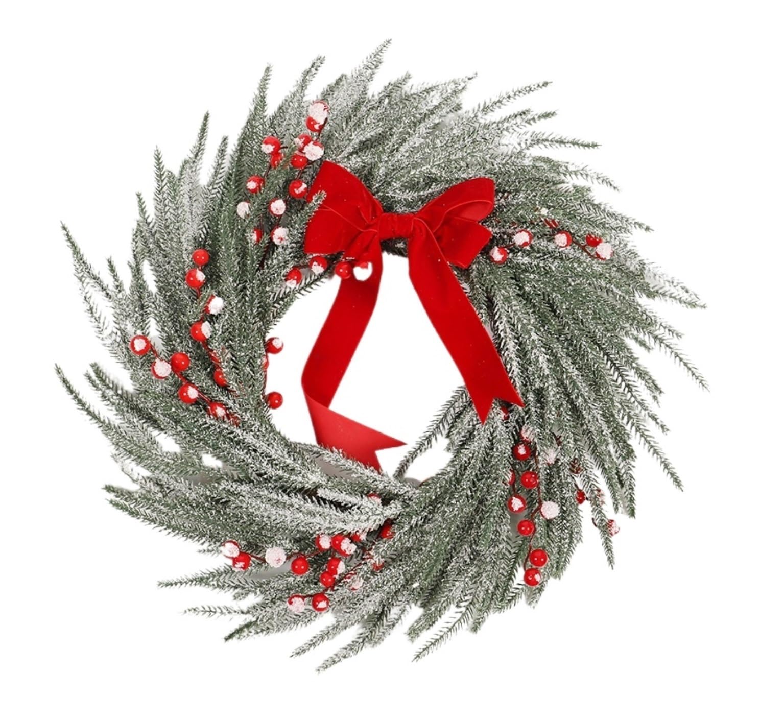 Winterkranz Dekokranz Weihnachtskranz Mit Roten Beeren Und Schleife for Drinnen Und Draußen, Tisch, Kamin, Veranda Adventskranz Christbaumschmuck