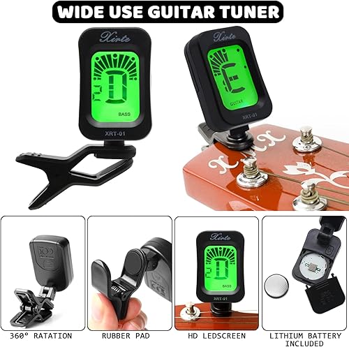 Miniatura 3 de Anvin Kit de accesorios para guitarra acústica, incluye cuerdas de guitarra, afinador, cejilla, herramienta de encordado, soporte para púas