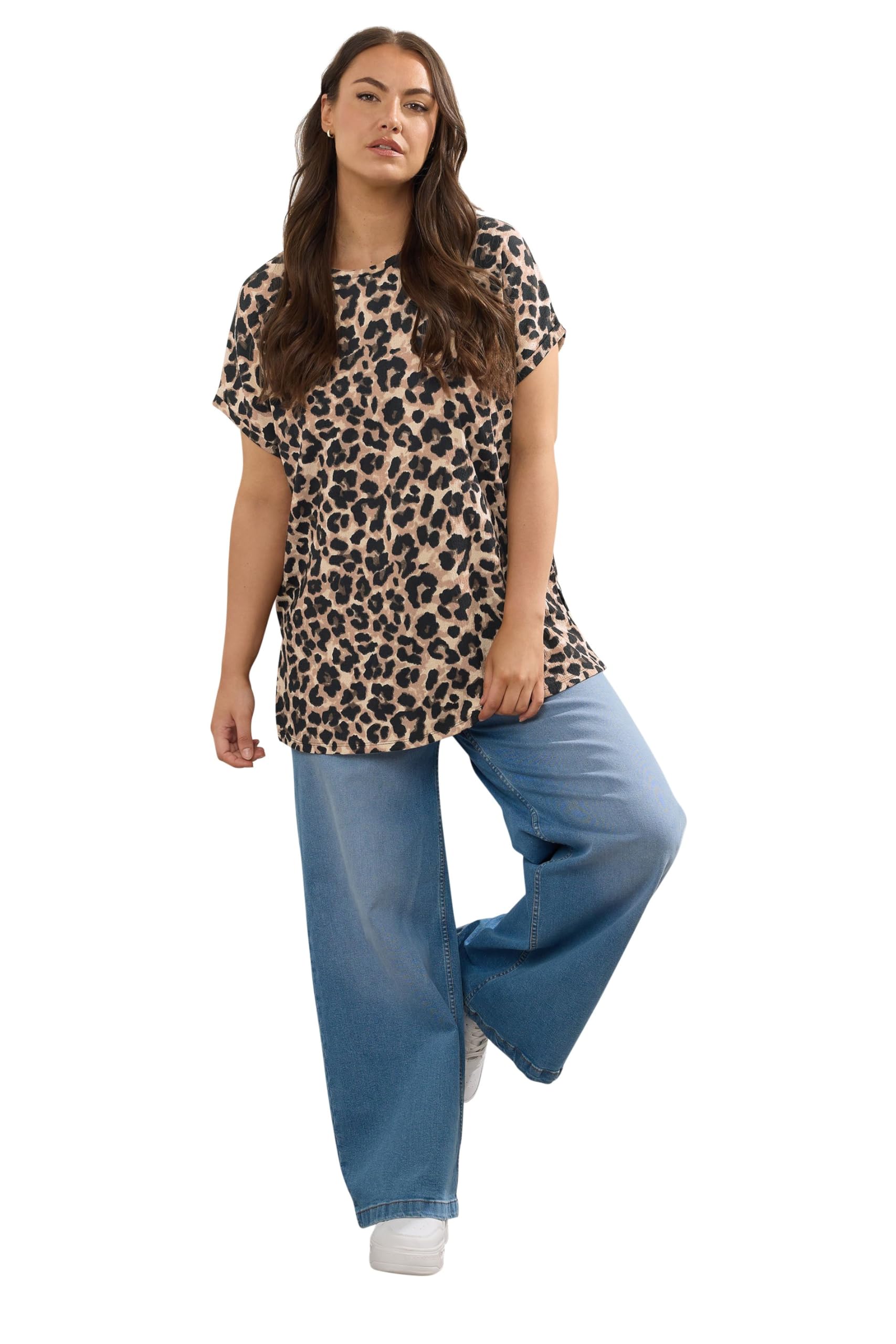 Yours Curve Leopard Print Top - Women's - Plus Size Curve Brown