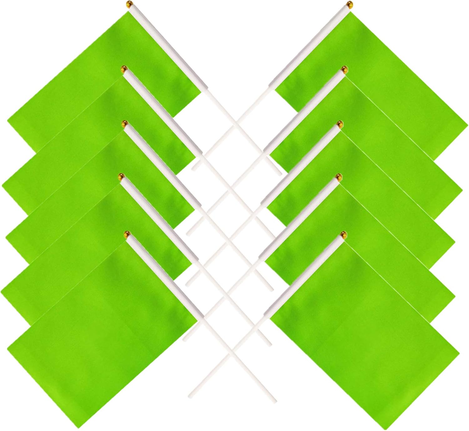 25 Pack Green Small Mini Flags On Sticks,Hand Held Solid Green DIY Graffiti Flag,Party Events Celebration,School,Grand Opening,Kids Birthday,Sports Clubs,Flower Pot