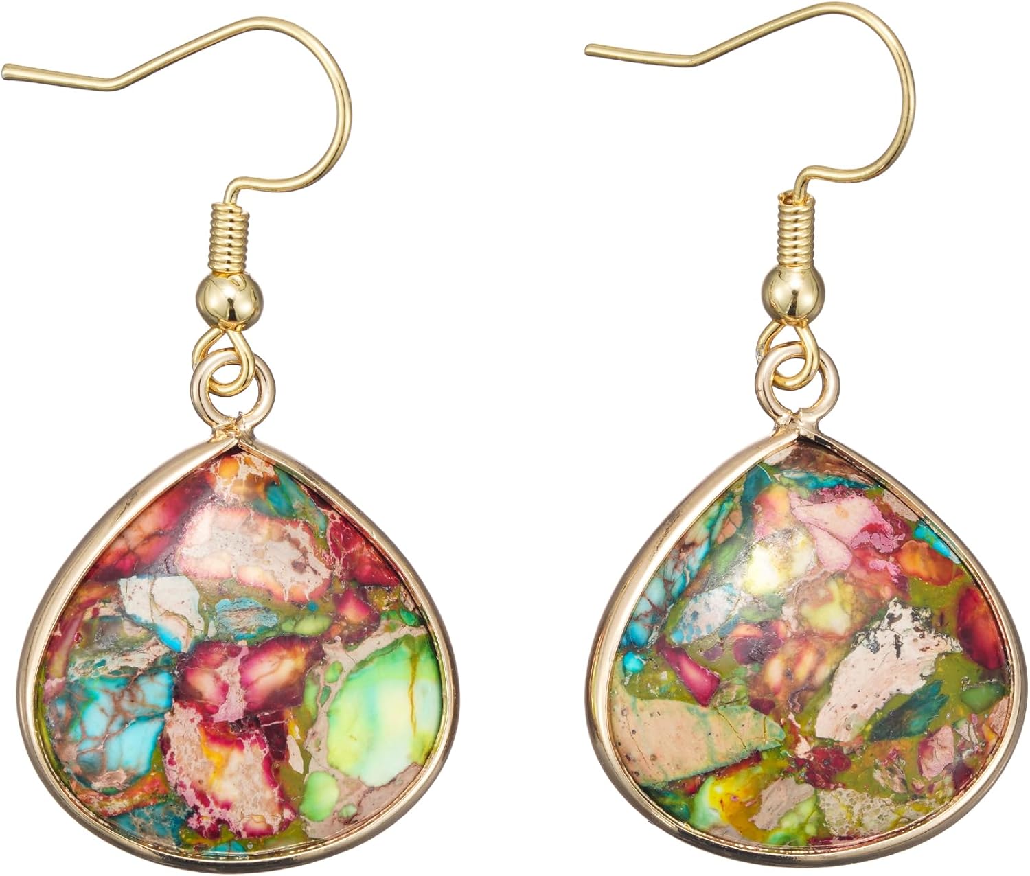 Boho Jewelry Natural Stone Earrings Healing Imperial Jasper Gemstone Energy