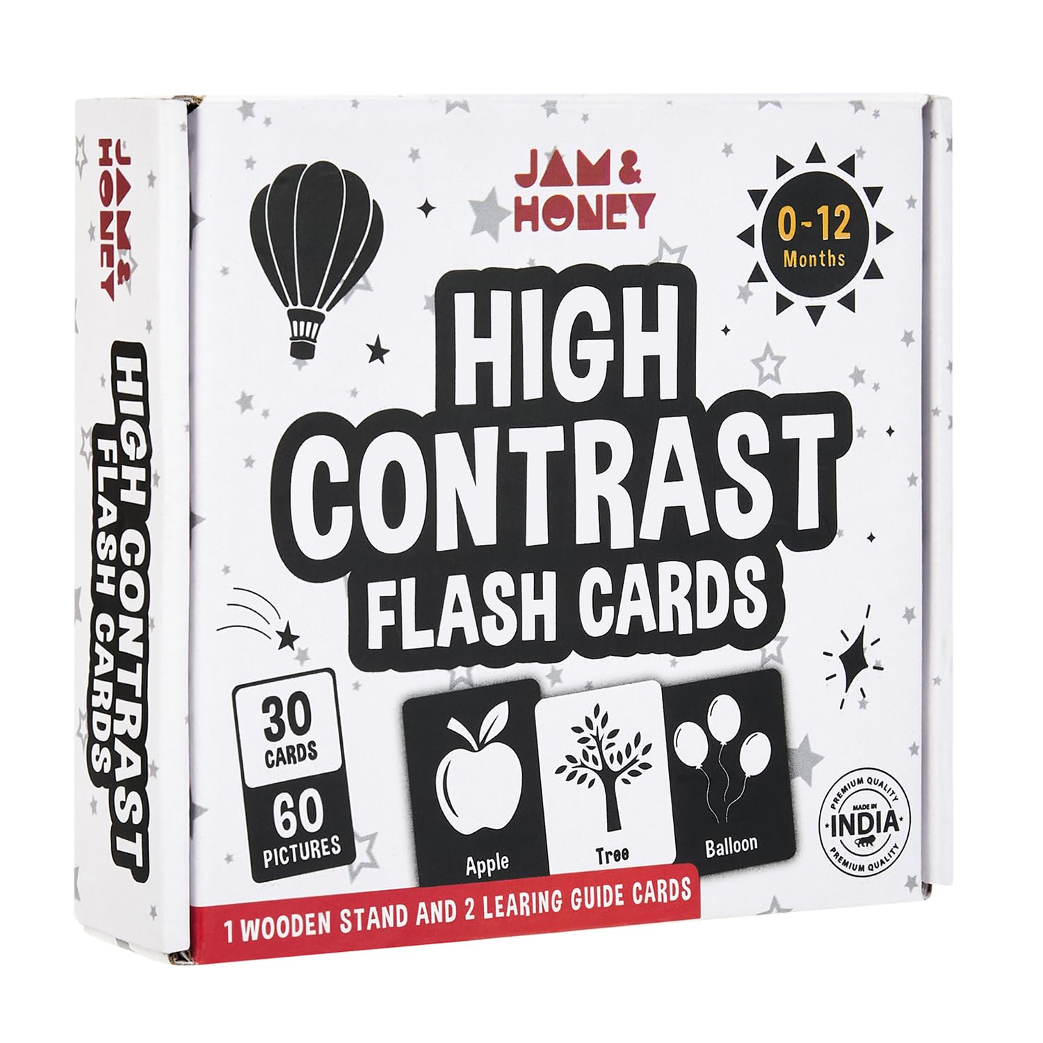 Amazon Brand-Jam & Honey High Contrast Flash Cards for Babies & Toddlers|Visual Stimulation|Cognitive,Visual & Language Development Tools|Educational Toy|Bis Approved (Set of 30),Creative_Thinking