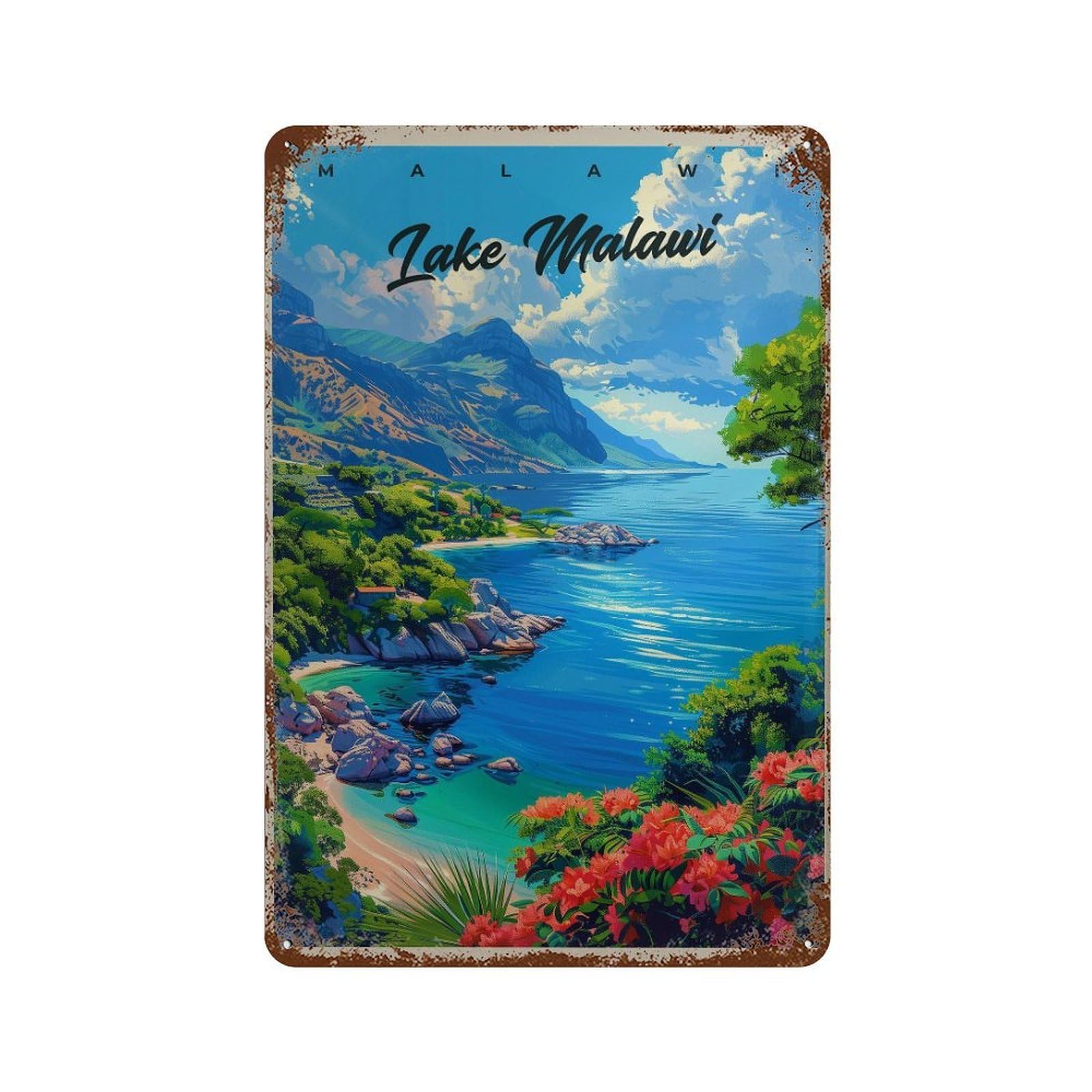 xiaoxiaoshen Lake Malawi Travel Africa Wall Decor Art Metal Tin Poster Modern Home Decor Art Home Bar Shop Decorations Vintage Sign 30x20cm