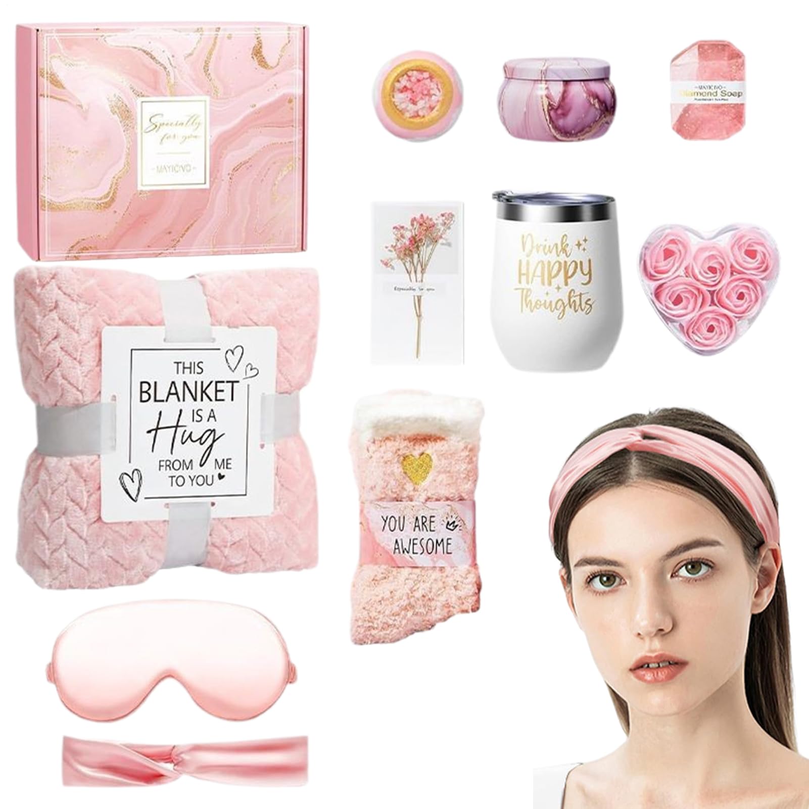 Persönliches Pflege-Set für Frauen – Körperpflege-Spa-Set für Frauen – | Entspannungs-Set mit Flanelldecke für Postpartnum, Muttertag, Ruhestand