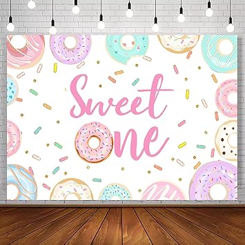 Mocsicka Sweet One Birthday Backdrop First Donut Birthday Photo Background 7x5ft Sprinkle Donuts Birthday Backdrops for Girls (7x5)