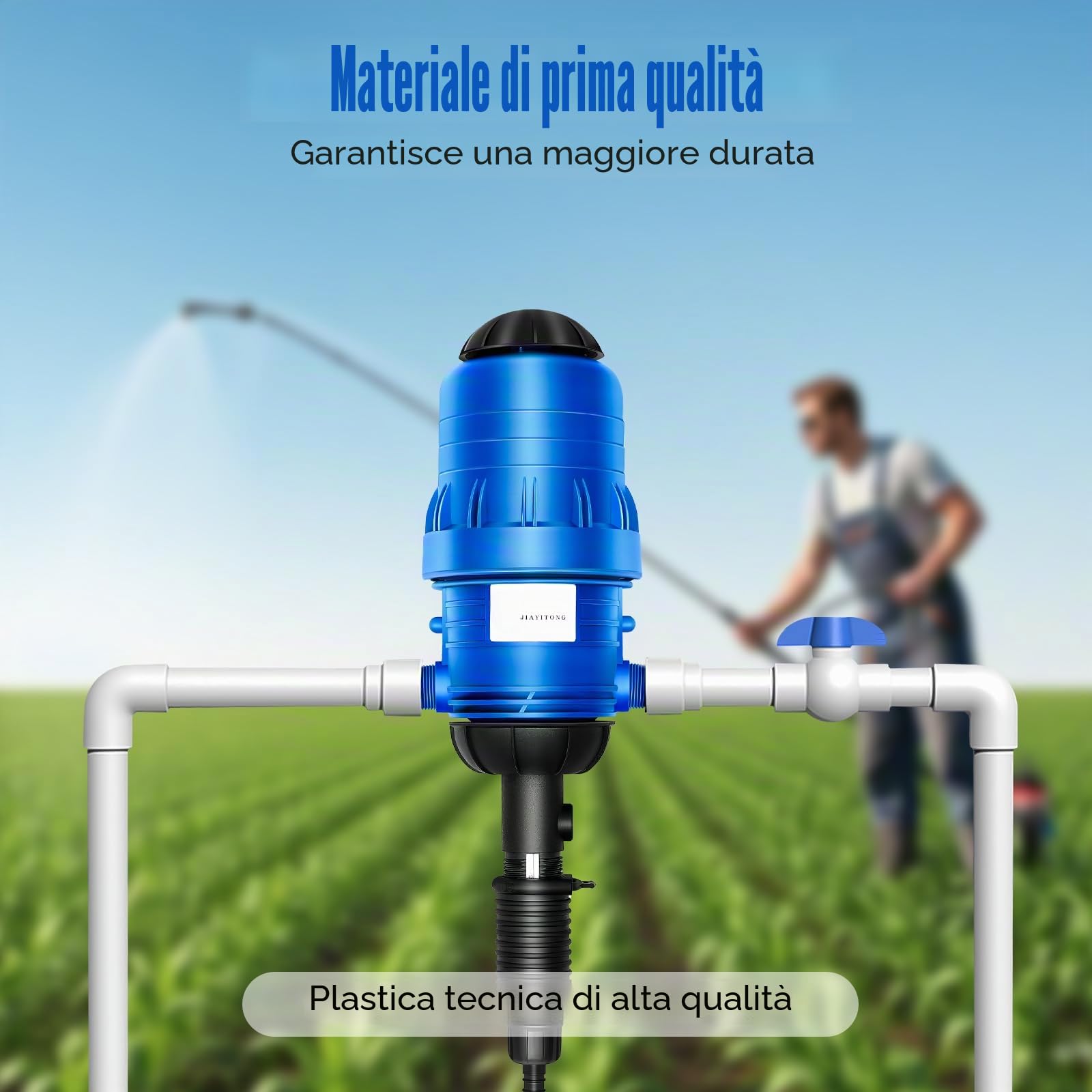 Iniettore di fertilizzanti per irrigazione a goccia, pompa dosatrice regolabile da 0,4% a 4%, dispositivo di dosaggio automatico, per giardino, serra, irrigazione e sistema idroponico, fattoria