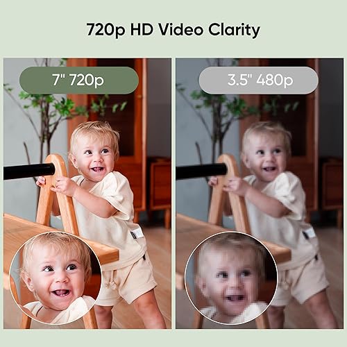 Miniatura 7 de bonoch MegaView Monitor de bebé con 2 cámaras, 7 pulgadas 720P HD pantalla dividida monitor de bebé sin WiFi, monitor de video con cámara y audio