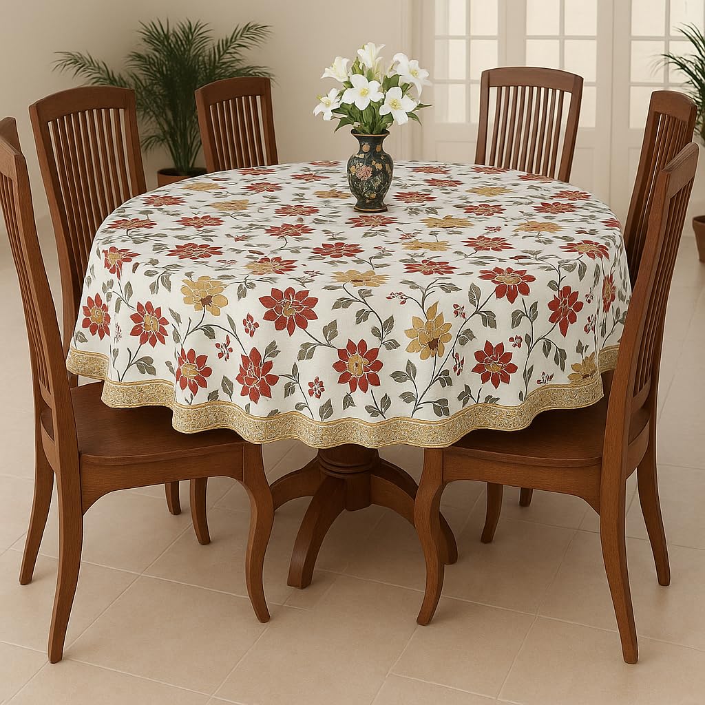 Homerz Premium Round Table Cover, 60 inch Diameter, Waterproof and Easy to Clean, 2 Years Brand Guarantee (Brown Lotus New)-image-14