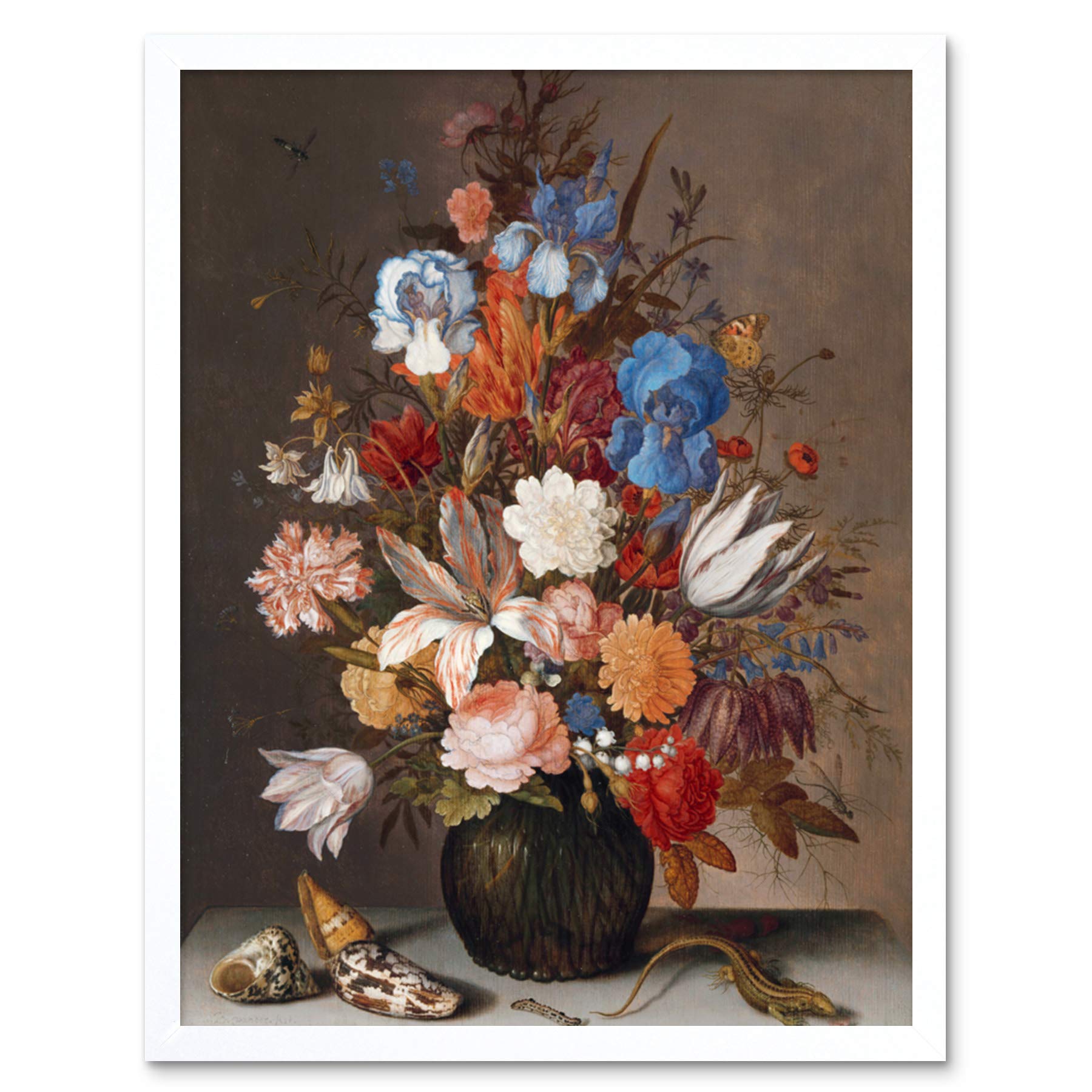 Artery8 Balthasar Van Der Ast Still Life Flowers Painting Art Print Framed Poster Wall Decor 12x16 inch