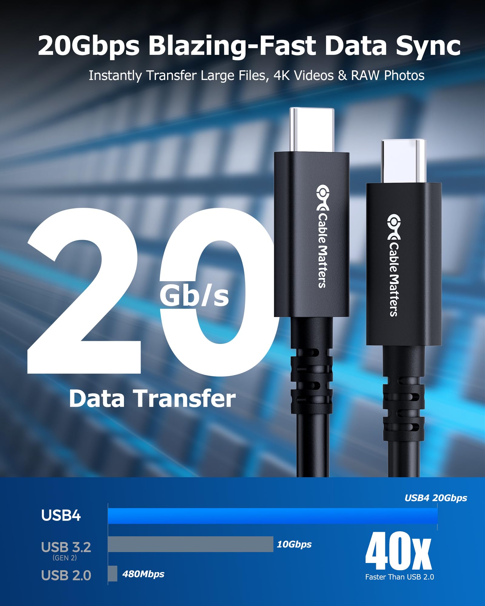 Amazon.co.jp: Cable Matters 20Gbps アクティブUSB4ケーブル 16.4