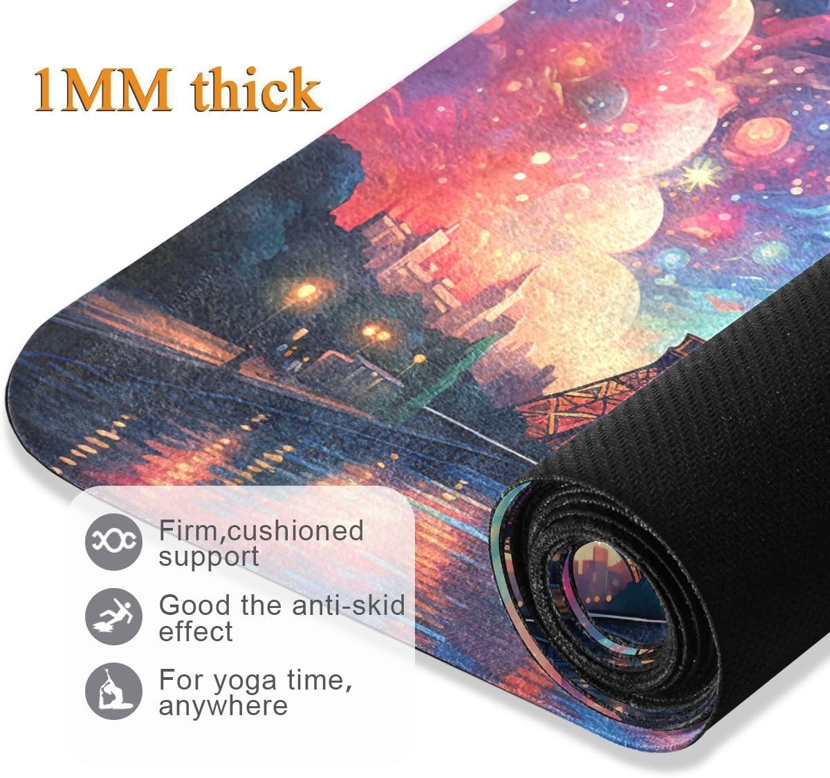 ALAZA Paris Magnificence of Eiffel Tower Nebula Yoga Mat Non Slip Fitness Exercise Mat, Workout Mat for Yoga, Pilates and Floor Exercises