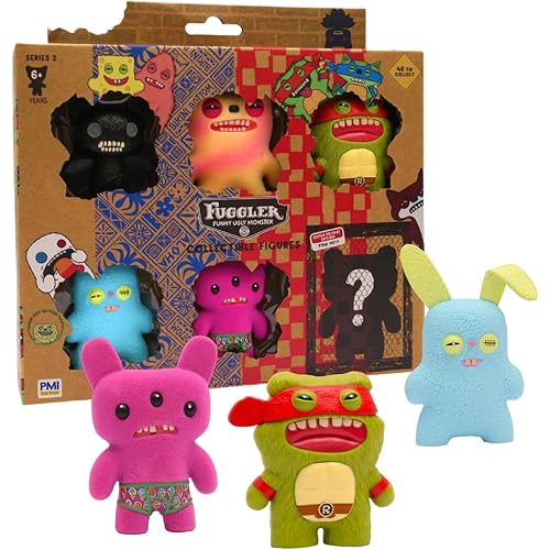 Fuggler Series 2 Collectible 6-Pack Window Box Creepy Funny Plush Figures Including Rare Hidden Surprise Character Paramount Crossovers (Assortment A-G) (Assortment B)
