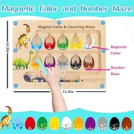 HONGID Dinosaur Toys,Magnetic Color and Number Maze, Montessori Toys for 2 3 4 5 Year Old,Learning Educational Sensory Toys for Toddlers and Kids Boys Girls,Christmas Stocking Stuffers for Kids