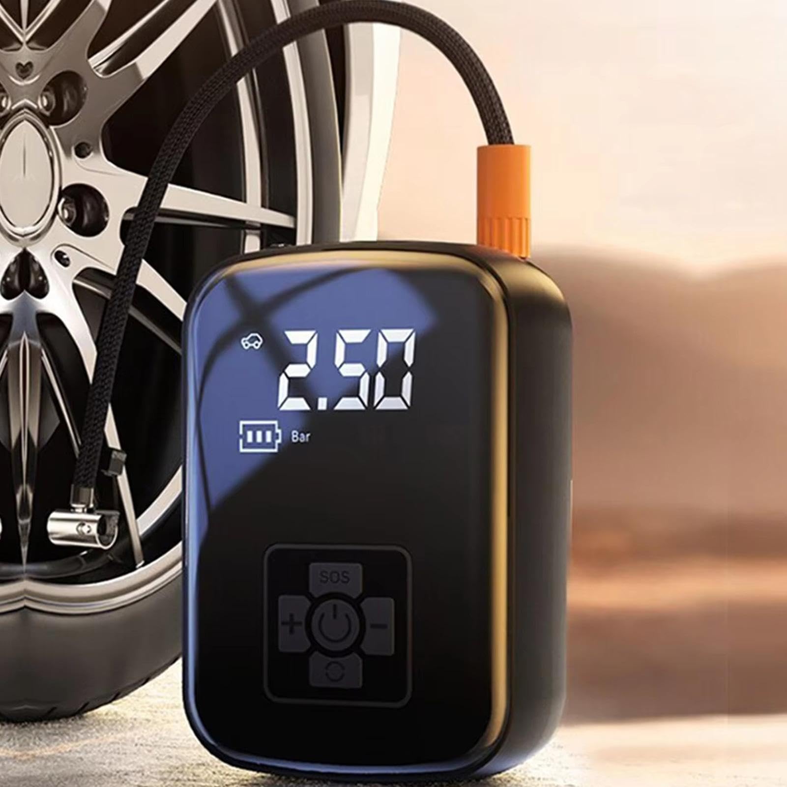 Générique Mini automatyczna pompa do opon z manometrem | Przenośna sprężarka powietrza do opon samochodowych do samochodów motocykl rower nadmuchiwane balony boje basen zewnętrzny