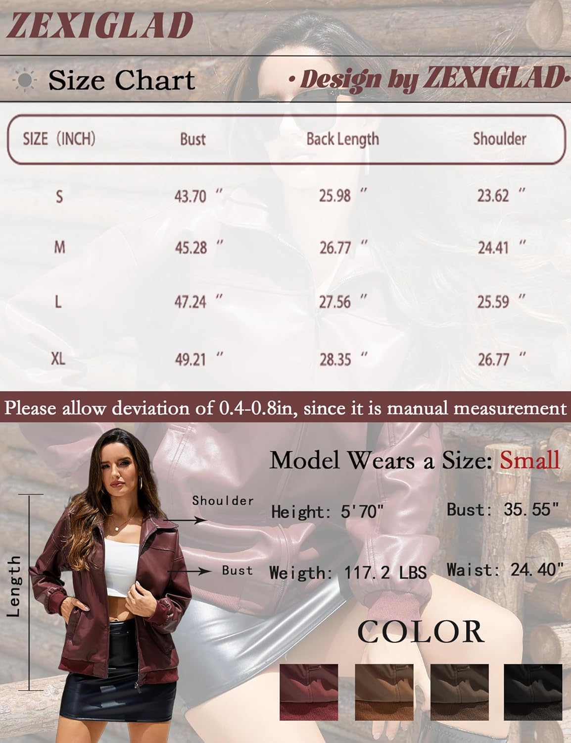 Women's Leather Jacket Oversized Faux Leather Bomber Jacket Fall Fashion 2025 Trendy Moto Winter Coat with Pocket - Image 6