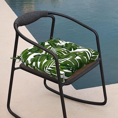 Miniatura 6 de Cojines de mimbre para sillas de patio, para todo tipo de clima, para exteriores, paquete de 2, 19 x 19 x 5 pulgadas, cojines de asiento en forma de