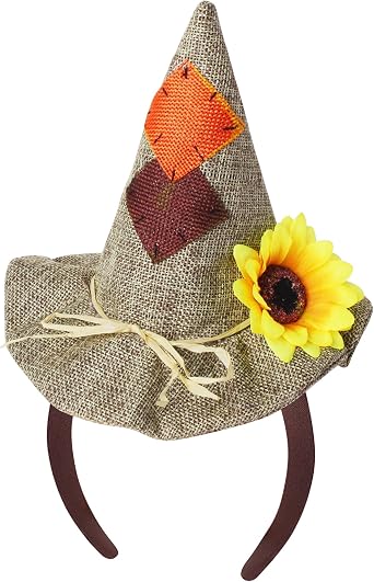 HEYFIZZ Scarecrow Hat Headband for Adults,Small Scarecrow Costume Accessories for Women Halloween Cosplay,One Size