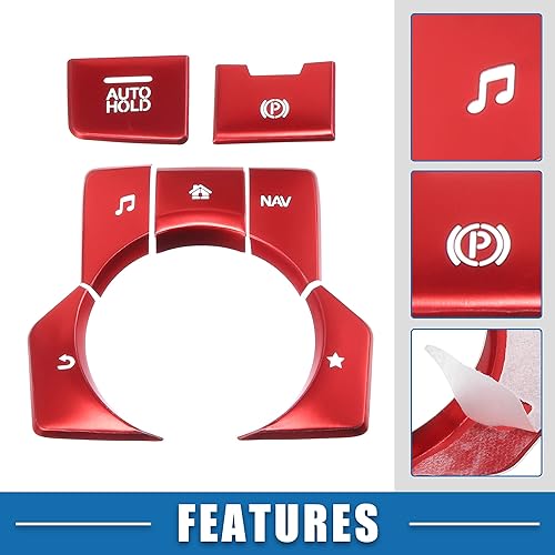 Miniatura 4 de Cubierta de interruptor de freno de mano multimedia para Mazda CX-5 2017-2020, color rojo (juego de 7)