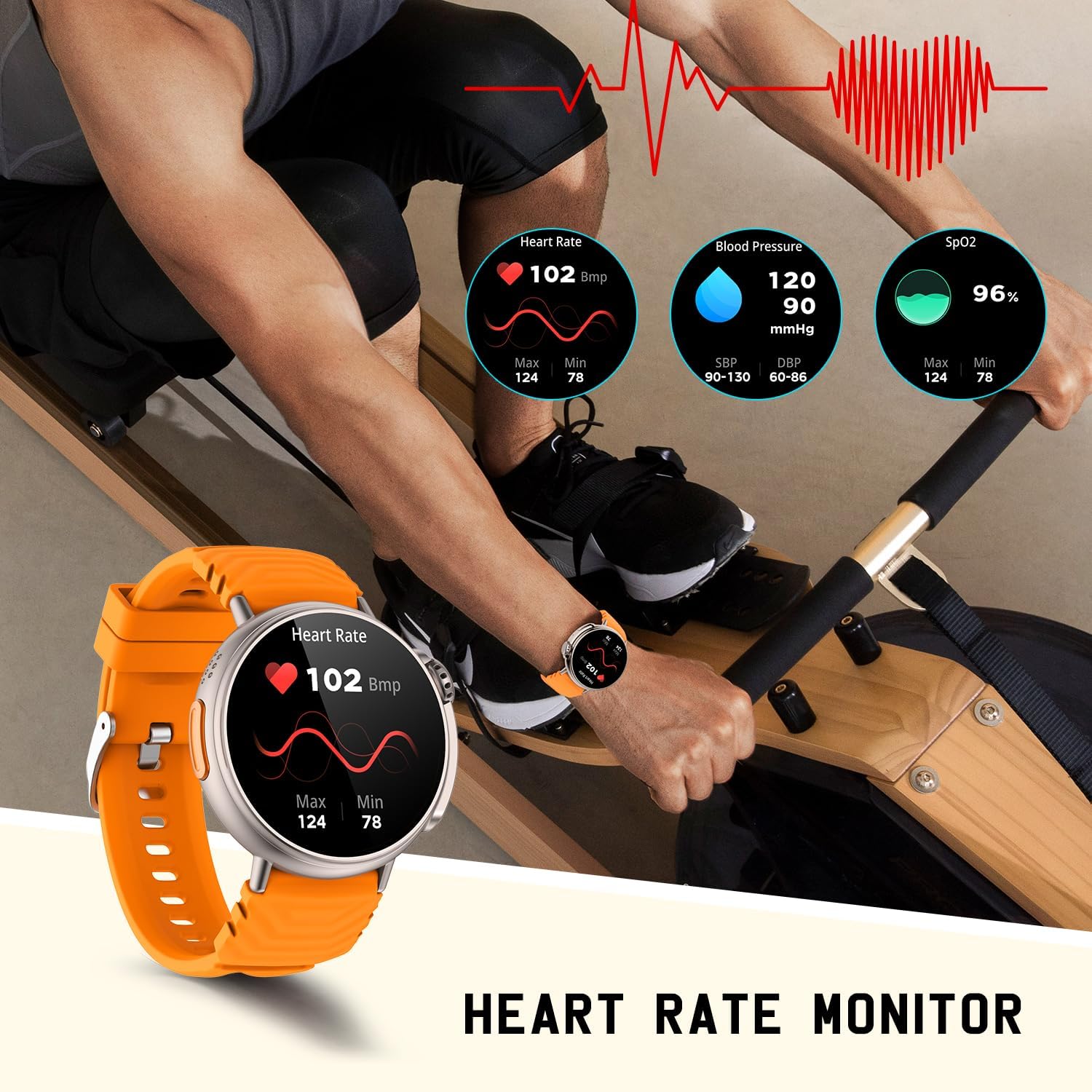 Man using MISIRUN Smart Watch Ultra GT88 for heart rate monitoring during exercise